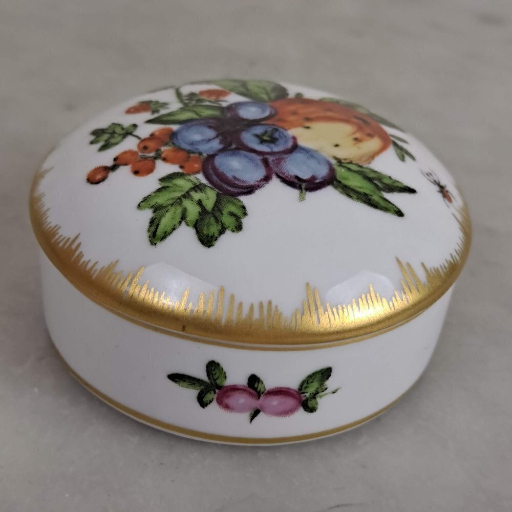 Fruit Motif Trinket Box Williamsburg Duke of Gloucester Mottahedeh Portugal - Picture 6 of 12
